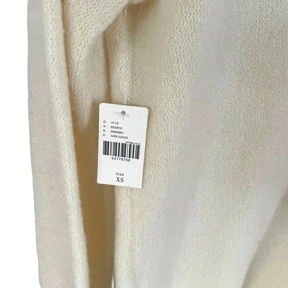 Anthropologie Joy Sweater Fringe Cream VNeck Wool Blend - Picture 6 of 7